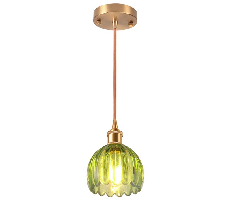 Suspension Luminaire En Verre Plafonnier D'intérieur Vintage Lustre Rétro Moderne Vert
