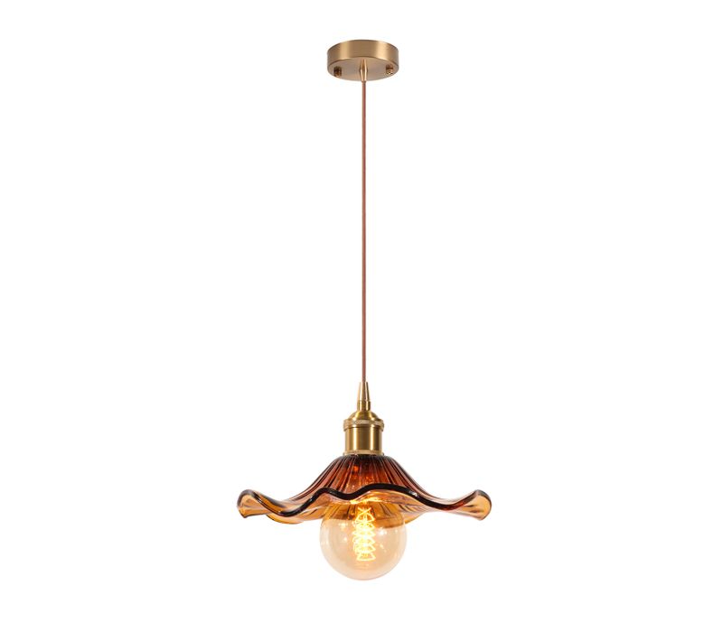 Plafonnier D'intérieur Vintage Suspension Luminaire En Verre Lustre Rétro Moderne Ambre