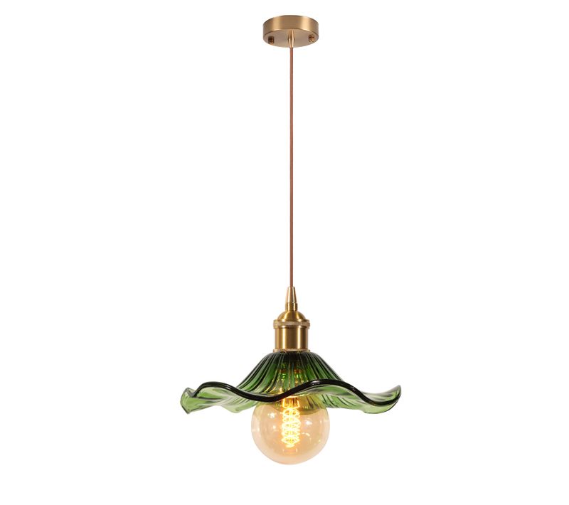 Plafonnier D'intérieur Vintage Suspension Luminaire En Verre Lustre Rétro Moderne Vert