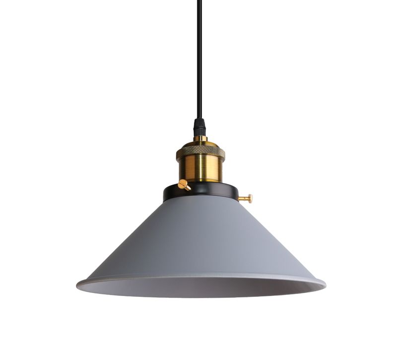 Lampe à Suspension Rétro Lustre Vintage Gris 22cm Plafonnier Industriel Modernes E27