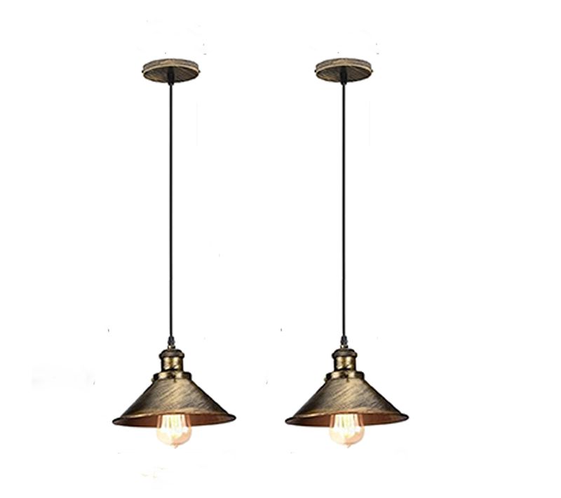 2x 22cm Lampes à Suspension Rétro Vintage Lustre E27 Plafonnier Industriel En Métal