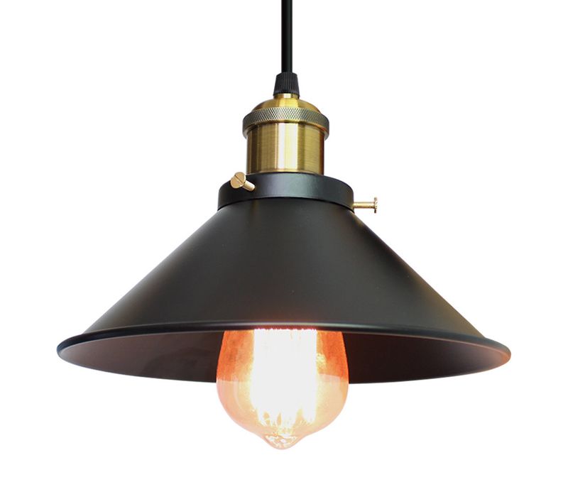Lampes à Suspension Rétro Vintage Lustre 260mm E27 (noir) Plafonnier Industriel En Métal