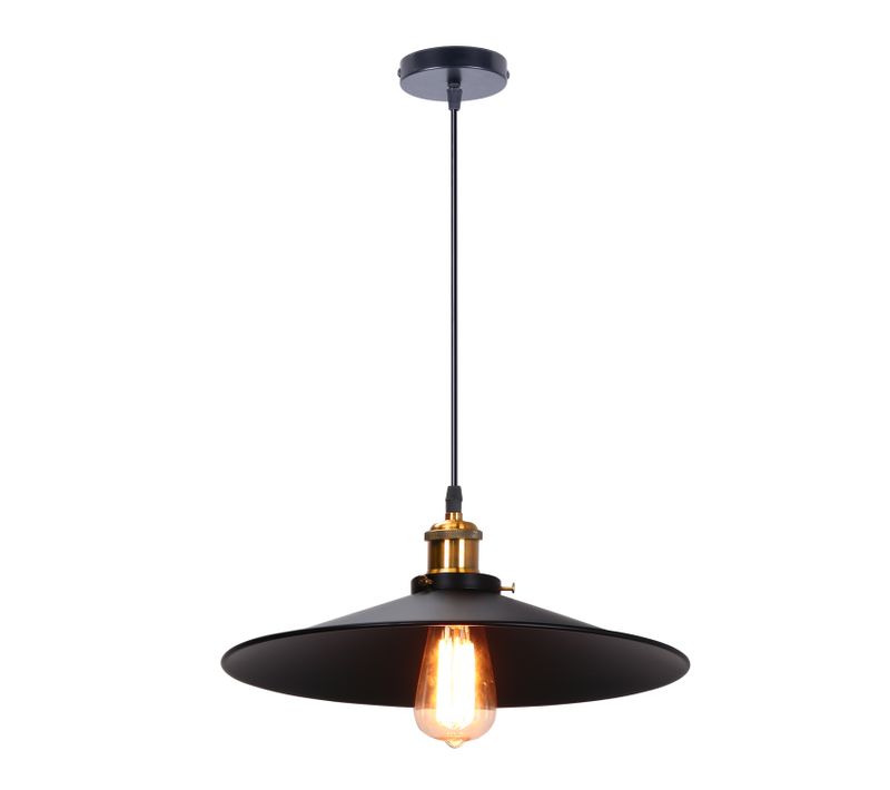 Suspension Luminaire Rétro Lustre En Fer En Métal Plafonnier D'intérieur Vintage Noir 36cm