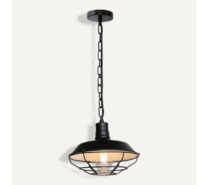 Lampe à Suspension Vintage En Fer Suspension Lustre Rétro Suspension Luminaire Antique Noire 26cm