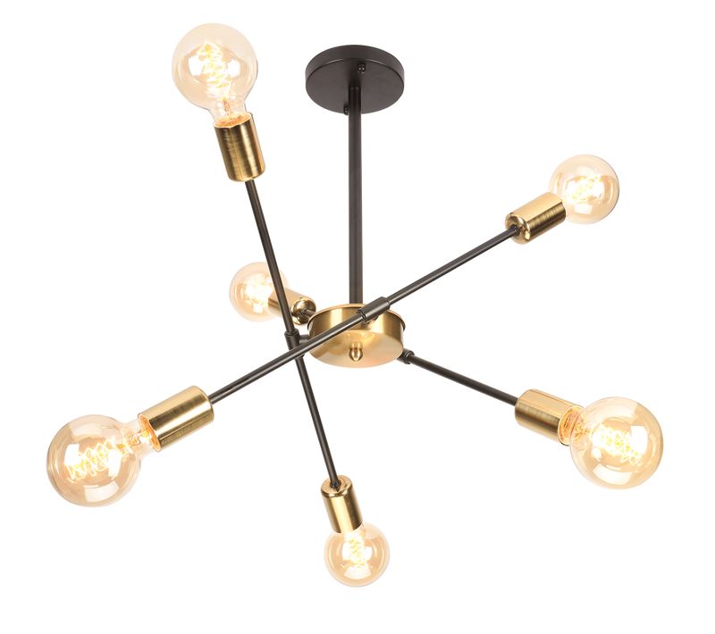 Lampe De Plafond D'intérieur Vintage Luminaire Plafonnier Modernes Plafonnier Rétro Noir, 6 Lumières