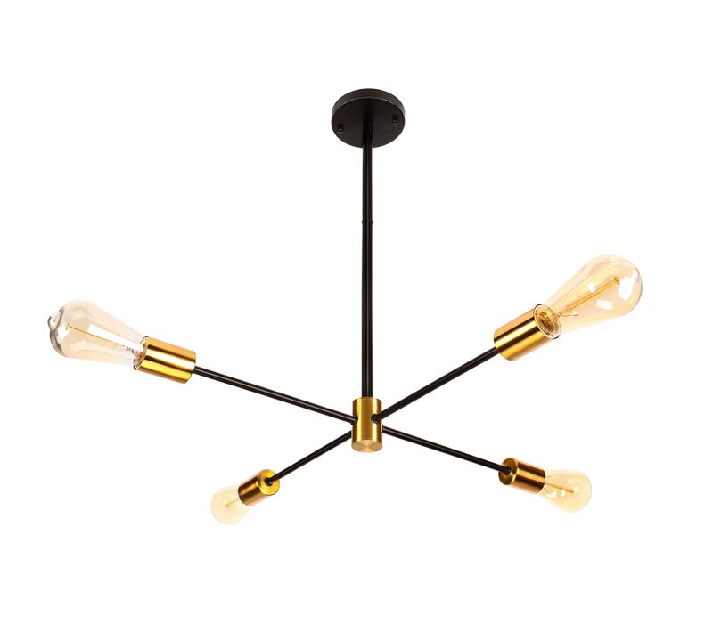 Plafonnier Moderne Noir Lampe De Plafond Rétro Luminaire Plafonnier En Métal Lustre 4 Lumières