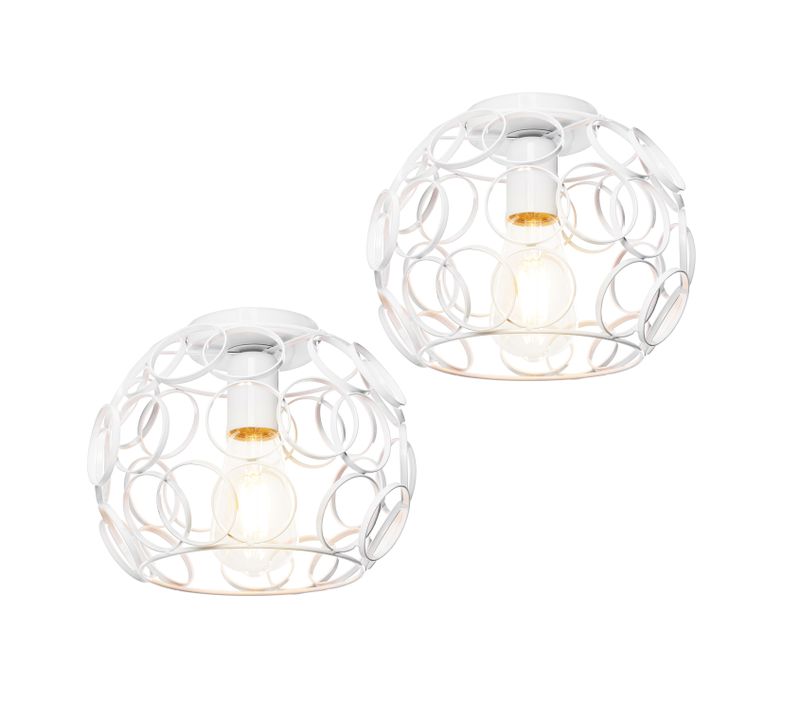 2pcs Lampe De Plafond Luminaire Ronde Luminaire Plafonnier En Fer Plafonnier Rétro Vintage Blanc