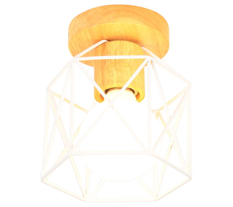 Plafonnier Moderne Lampe De Plafond Rétro Vintage, Abat-jour En Forme De Cage En Métal,blanc