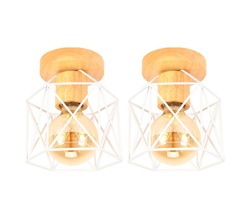 (2pcs) Plafonnier Moderne Lampe De Plafond Vintage Luminaire Plafonnier Rétro Abat-jour Métal Blanc