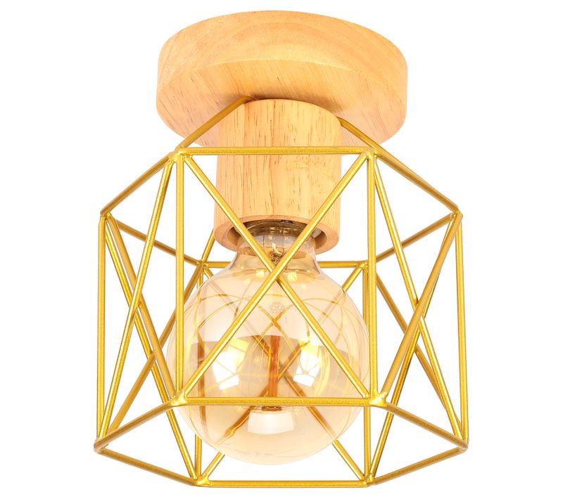 Plafonnier Moderne Lampe De Plafond Vintage Luminaire Plafonnier Rétro Abat-jour Métal Or