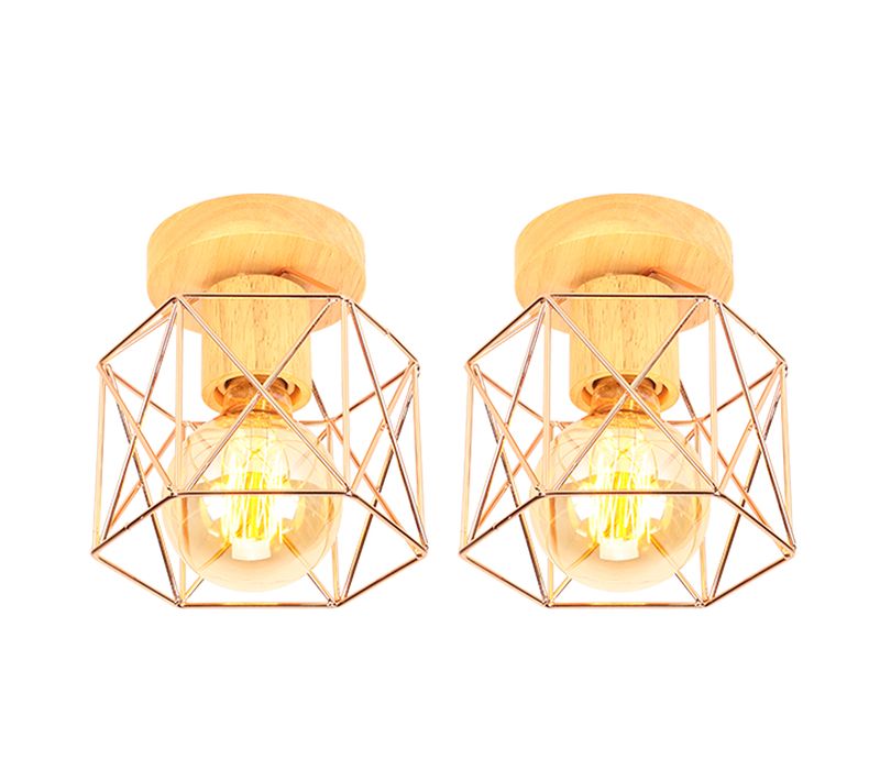 (2x) Plafonnier Moderne Lampe De Plafond Vintage Luminaire Plafonnier Rétro Abat-jour Métal Or Rose