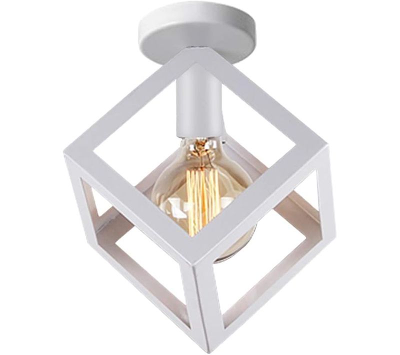 Lampe De Plafond En Forme De Cube Luminaire Plafonnier Moderne Plafonnier Rétro Vintage Blanc