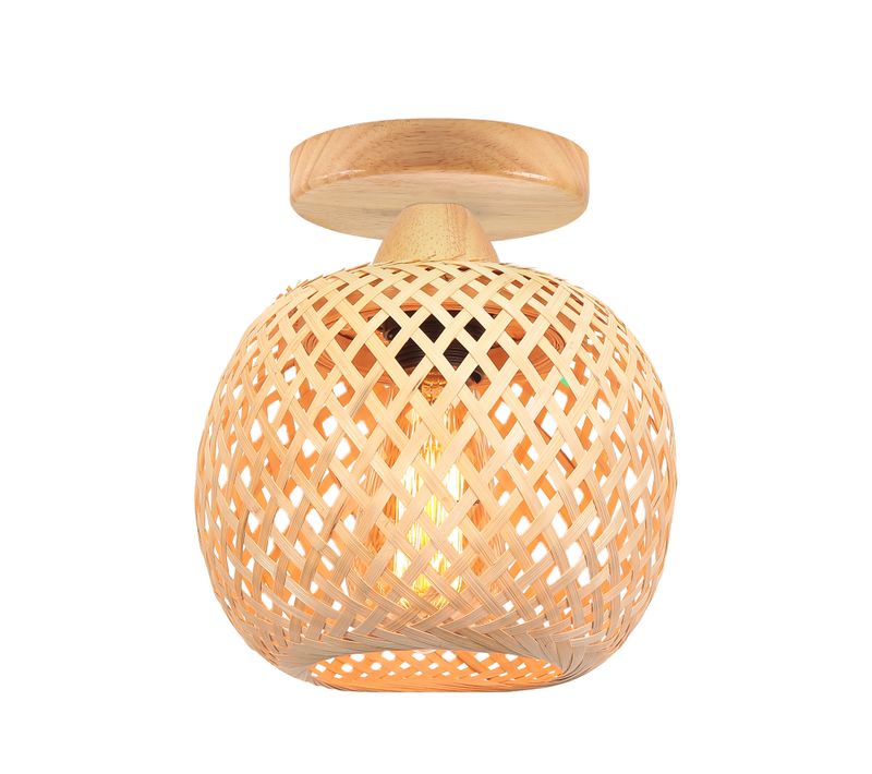 20cm Lampe De Plafond En Bambou Plafonnier Moderne Rétro Luminaire Plafonnier Intérieur