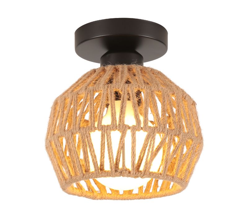 Plafonnier Rétro Luminaire Plafonnier Tressé En Corde De Chanvre Plafonnier D'intérieur Moderne