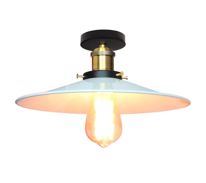 Lampe De Plafond En Métal Antique 26cm Plafonnier Rétro Vintage E27 60w (blanc)