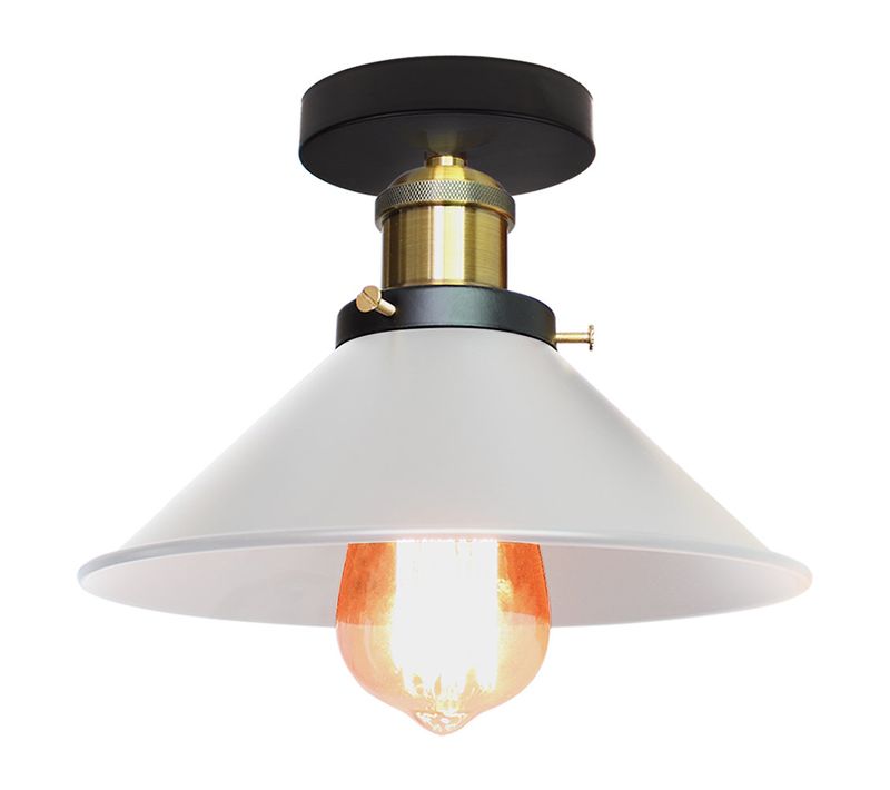 26cm Luminaire Plafonnier Rétro En Métal Lampe De Plafond Industriel Blanc Plafonnier Vintage