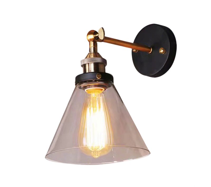Appliques Murales Industrielles Vintage Applique Murale Rétro, E27 Lampe Murale En Verre Transparent