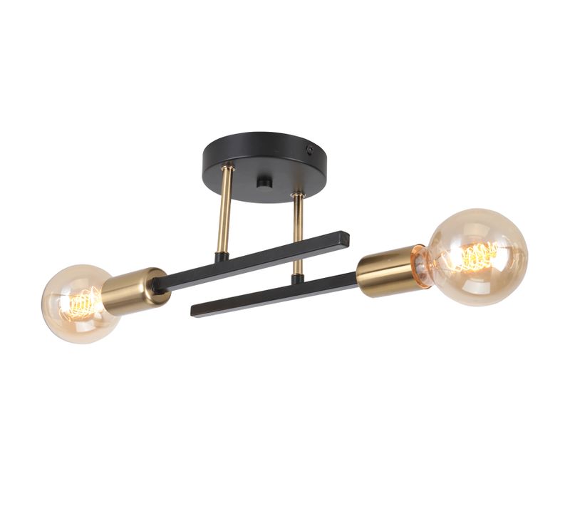 2 Lumières Applique Murale Rétro Noire Plafonnier Moderne Applique Murale D'intérieur Vintage