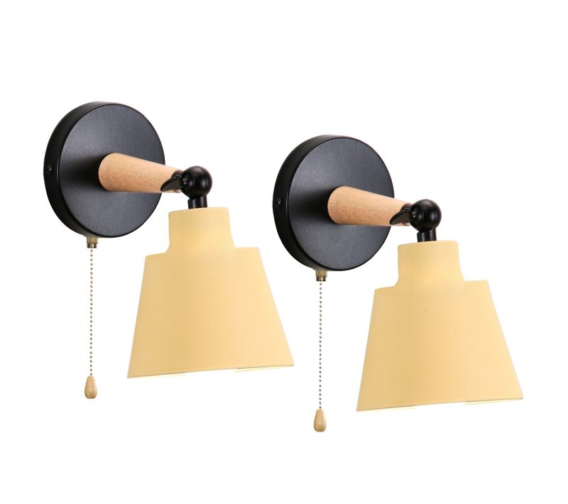 2pcs Applique Murale Moderne Jaune Applique Murale Rétro Minimaliste Lampe Murale D'intérieur E27