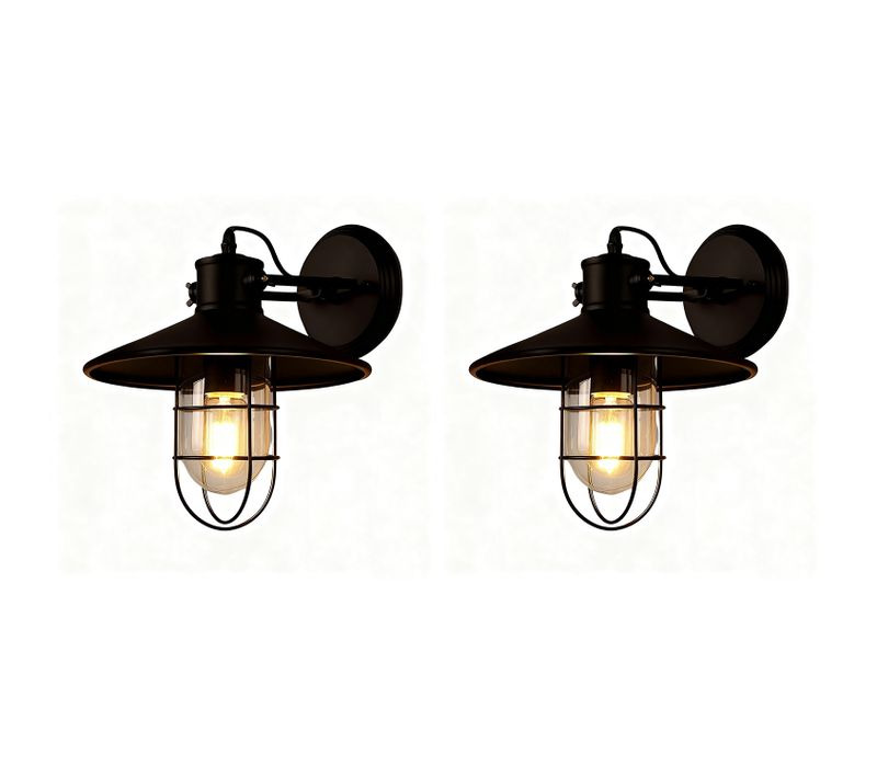 (2x) Lampe Murale Rétro Applique Murale Vintage E27 Applique Murale Fer Noire