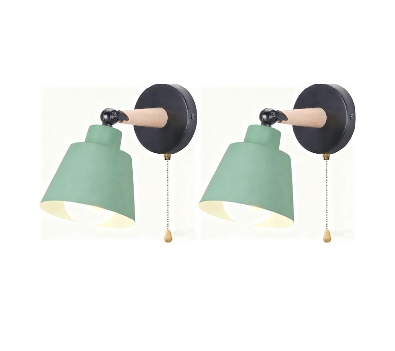 2pcs Applique Murale Moderne Applique Murale Rétro Minimaliste Lampe Murale D'intérieur E27 Vert