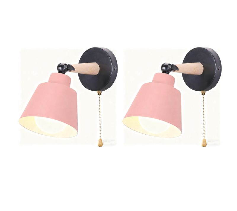 2pcs Applique Murale Moderne Applique Murale Rétro Minimaliste Lampe Murale D'intérieur E27 Rose