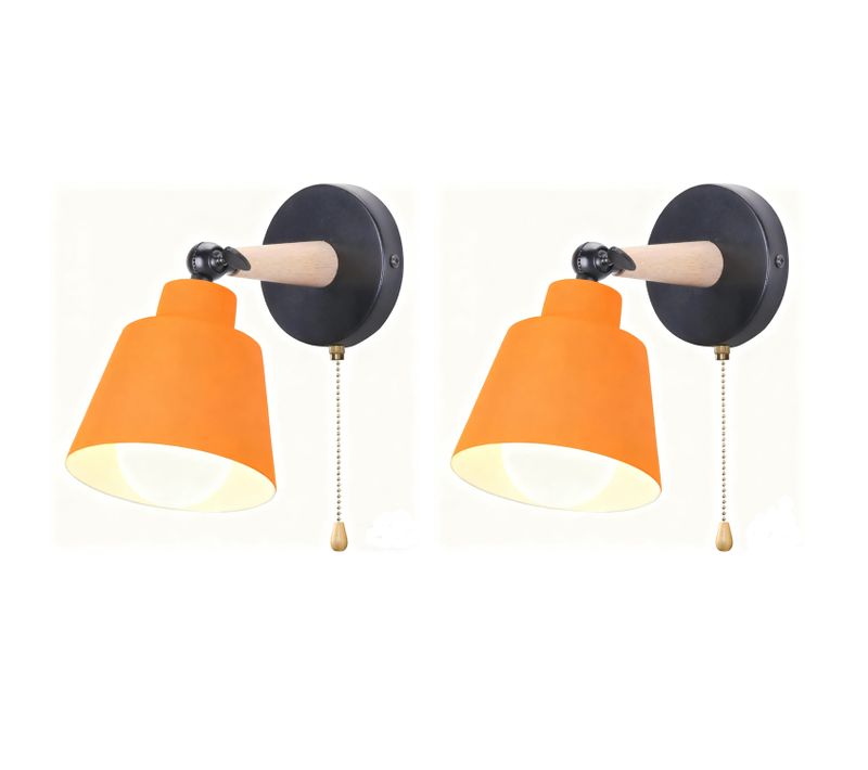 2pcs Applique Murale Moderne Applique Murale Rétro Minimaliste Lampe Murale D'intérieur E27 Orange