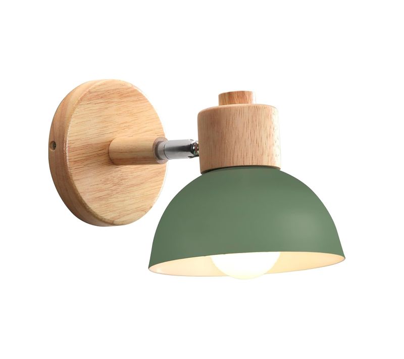 Applique Murale Rétro 15cm Moderne Applique Murale En Bois Et Métal, Angle Réglable, (vert)