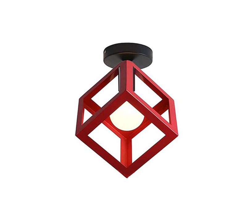 Lampe De Plafond En Forme De Cube Luminaire Plafonnier Moderne Plafonnier Rétro Vintage Rouge