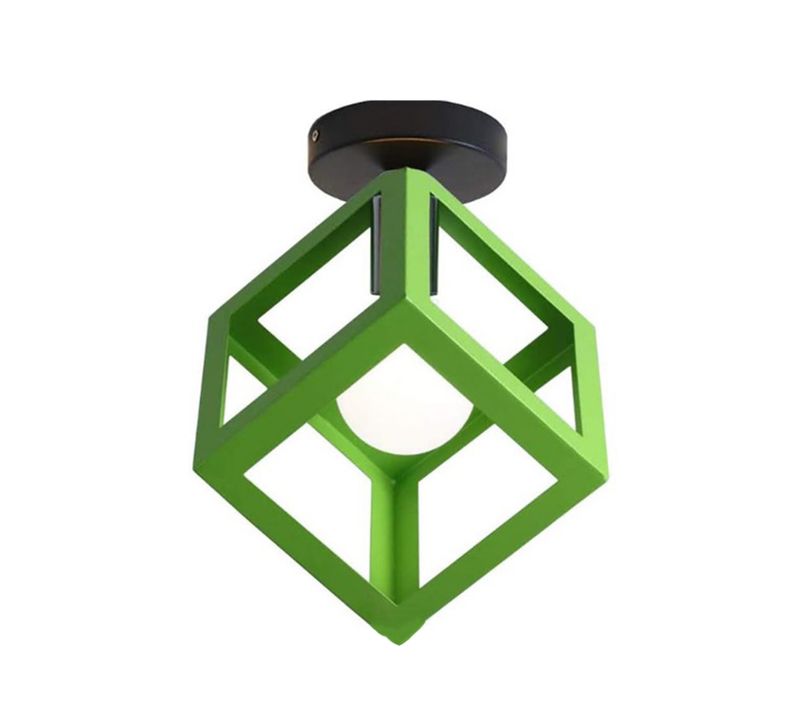 Lampe De Plafond En Forme De Cube Luminaire Plafonnier Moderne Plafonnier Rétro Vintage Vert