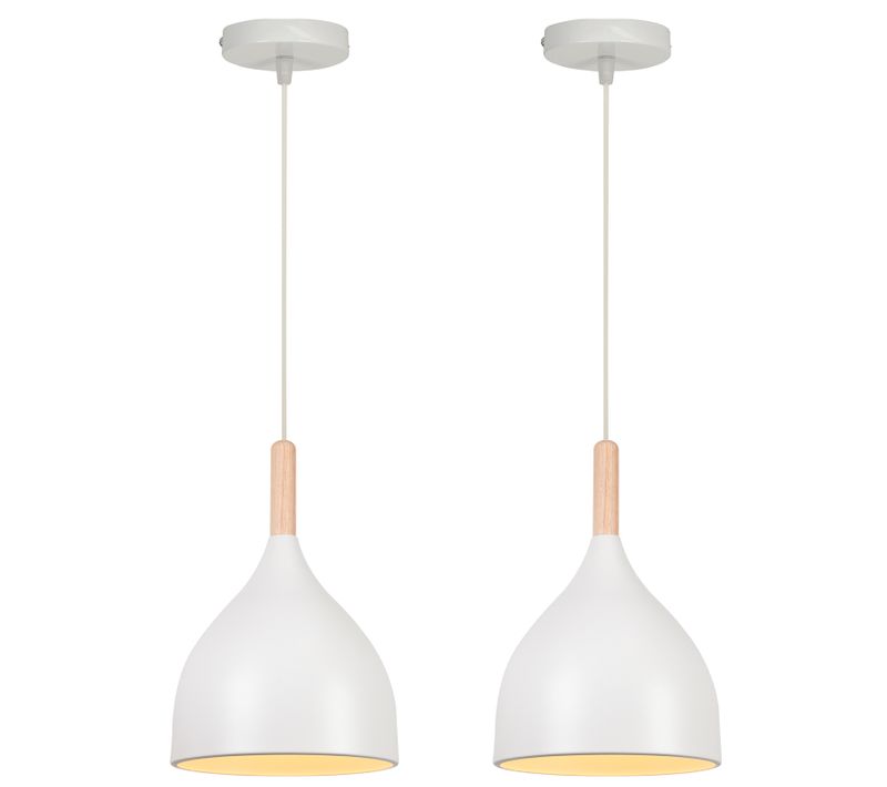 2pcs Plafonnier Moderne Suspension Luminaire Rétro Lustre Métal Blanc Suspension Lustre D'intérieur
