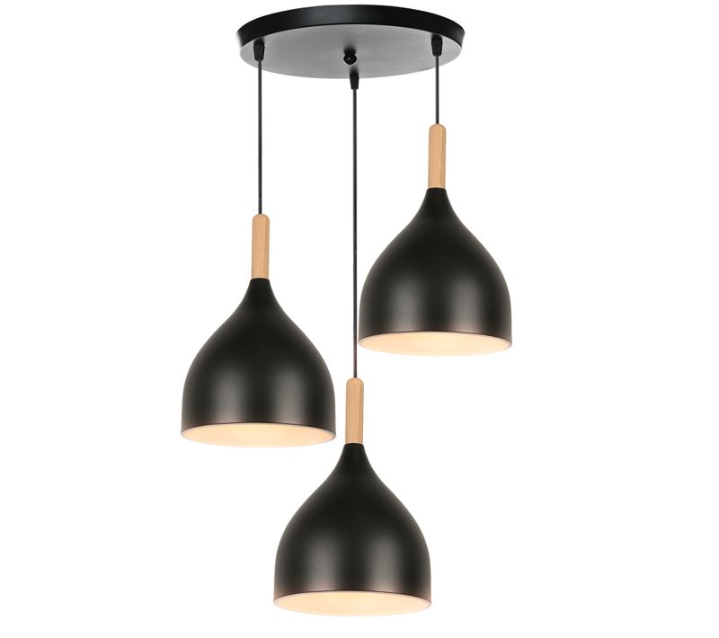 3 Lumières Plafonnier Moderne Suspension Luminaire Rétro Métal Noir Suspension Lustre D'intérieur