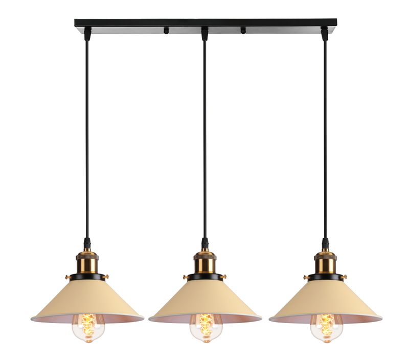 Plafonnier Rétro Suspension Luminaire Industrielles 3 Lumières 22cm Lustre Créatif Pjaune