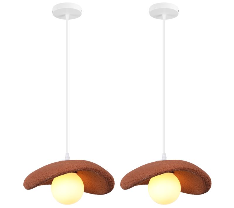 2pcs 20cm Suspension Lustre Moderne Lustre Créatif D'intérieur Plafonnier Rétro E27 Orange