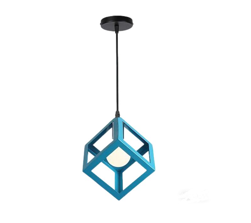 Suspension Lustre En Forme De Cube Lustre Luminaire Moderne Plafonnier Rétro Vintage Bleu Clair