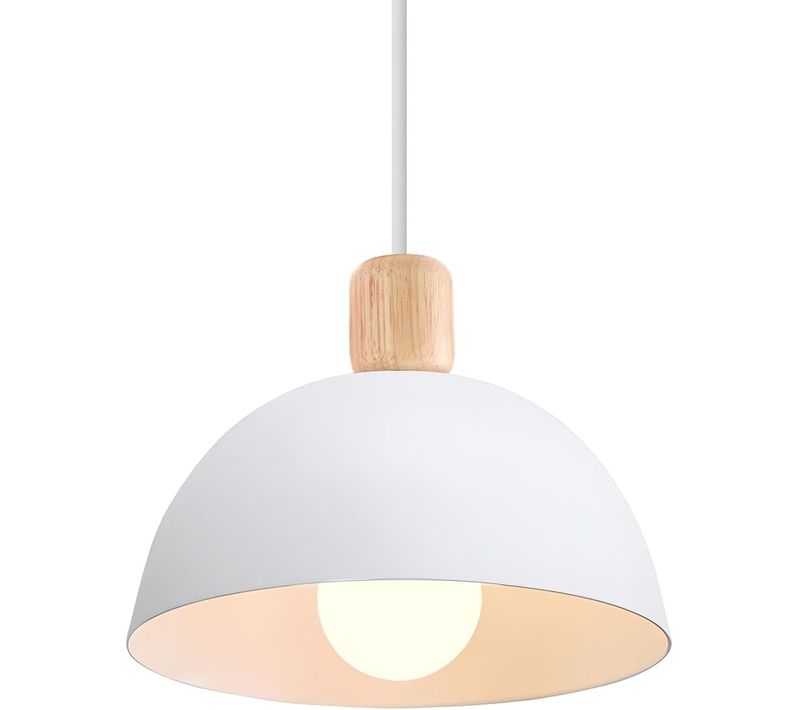 20cm Lustre En Métal Vintage Suspension Luminaire Moderne Lampe à Suspension D'intérieur Blanc