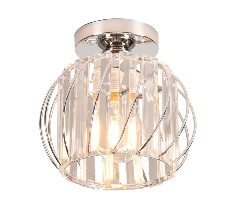 Plafonnier En Verre Lampe De Plafond En Cristal Lustre Moderne Argent Plafonnier Créatif E27