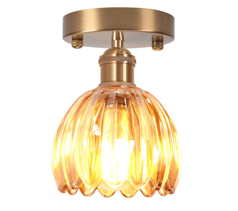 Lampe De Plafond En Cristal Plafonnier En Verre Plafonnier Rétro Lustre Moderne E27 Marron