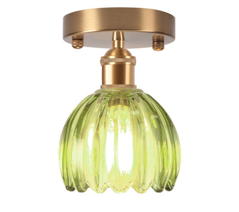 Lampe De Plafond En Cristal Plafonnier En Verre Plafonnier Rétro Lustre Moderne E27 Vert