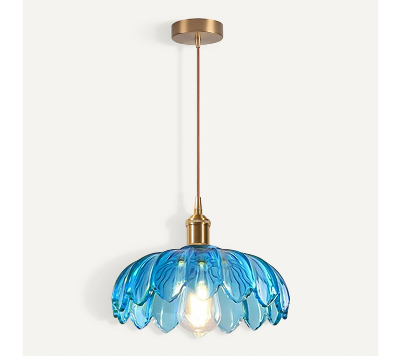 Plafonnier Vintage Suspension Luminaire En Verre Lustre Rétro Suspension Moderne Bleu