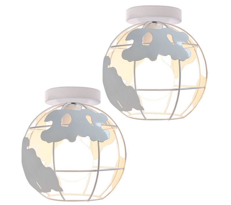 2pcs Plafonnier Intérieur Forme Carte E27 Lampe De Plafond Pour Chambre Salon Blanc