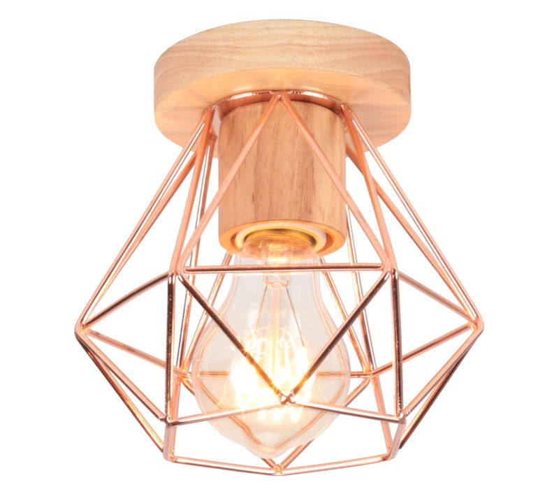 Plafonnier Industriel 15cm Lampe De Plafond Vintage Cage Diamant Pour Salon Chambre Rose