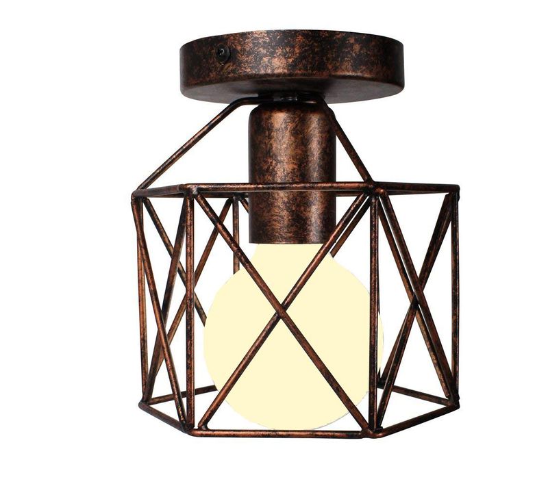 Retro Plafonnier Industrielle En Métal Suspension Cage Cube Luminaire E27 Pour Salon Chambre