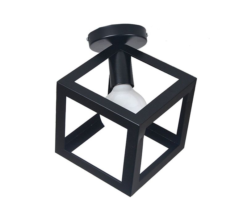 Plafonnier Industrielle Lampe De Plafond Cube Noir Suspension Luminaire E27