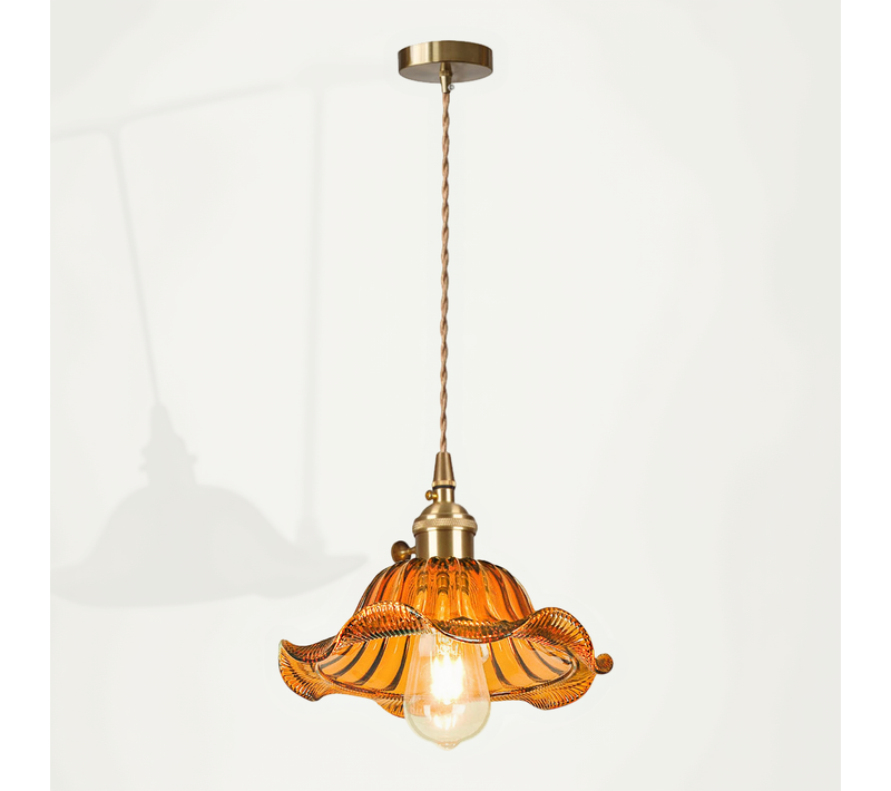 Plafonnier D'intérieur Vintage Suspension Luminaire En Verre Lustre Rétro Moderne Marron