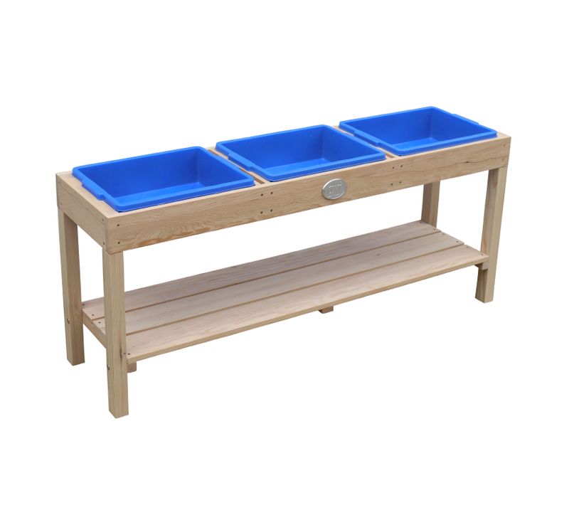 Table à Sable Et Eau En Bois -124 X 50 Cm - Table D'activité Avec 3 Récipients Et Une Étagère