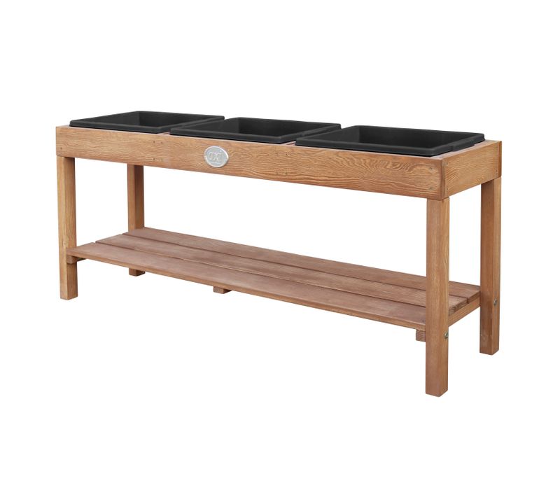 Table à Sable Et Eau En Bois Brun Foncé - 124 X 50 Cm - Table D'activité Avec 3 Récipients Et