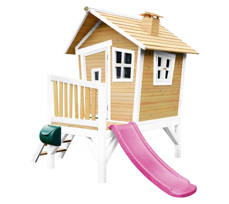 Robin Maison Enfant Avec Toboggan Violet - Aire De Jeux Pour L'extérieur En Marron et Blanc -