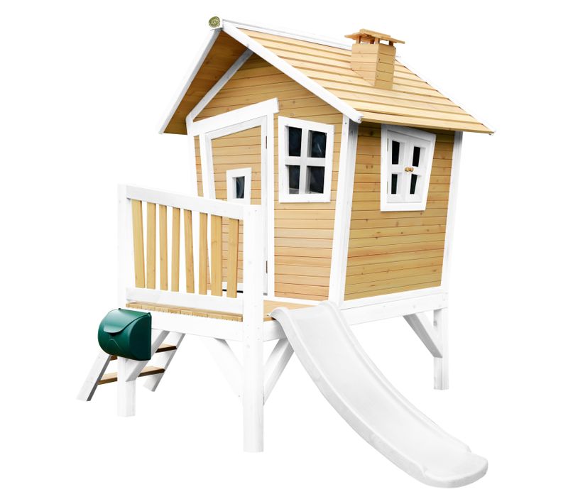 Robin Maison Enfant Avec Toboggan Blanc - Aire De Jeux Pour L'extérieur En Marron et Blanc -