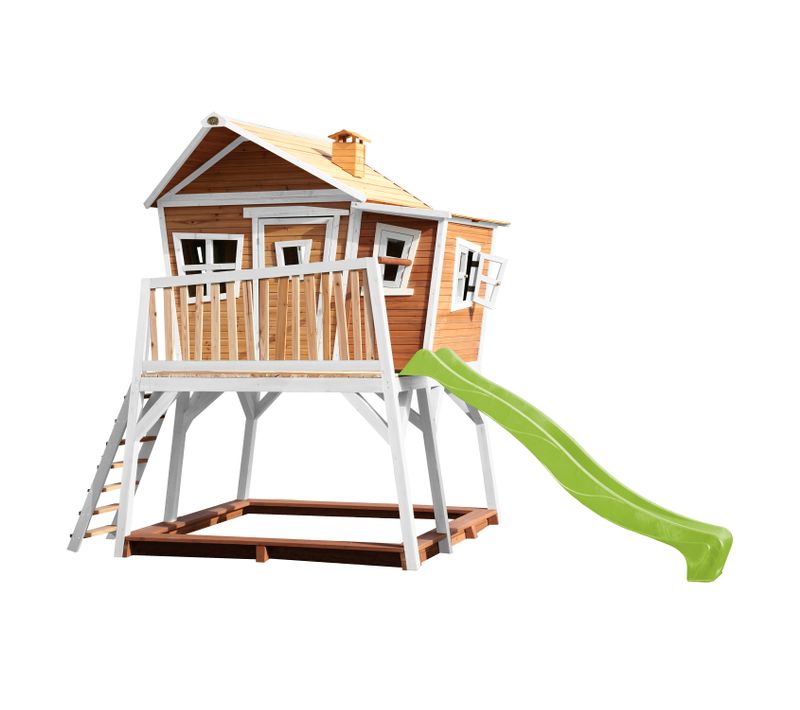 Max Maison Enfant Avec Bac à Sable et Toboggan Vert Clair - Aire De Jeux Pour L'extérieur En